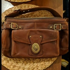 COACH Legacy Stripe Whiskey Leather Bag